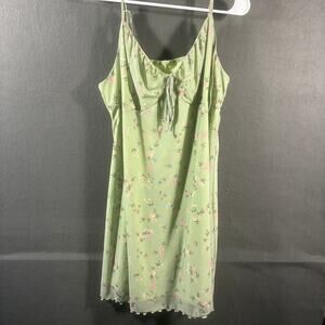 y2k women babydoll mini dress large green forest fairy ditsy floral bloomcore